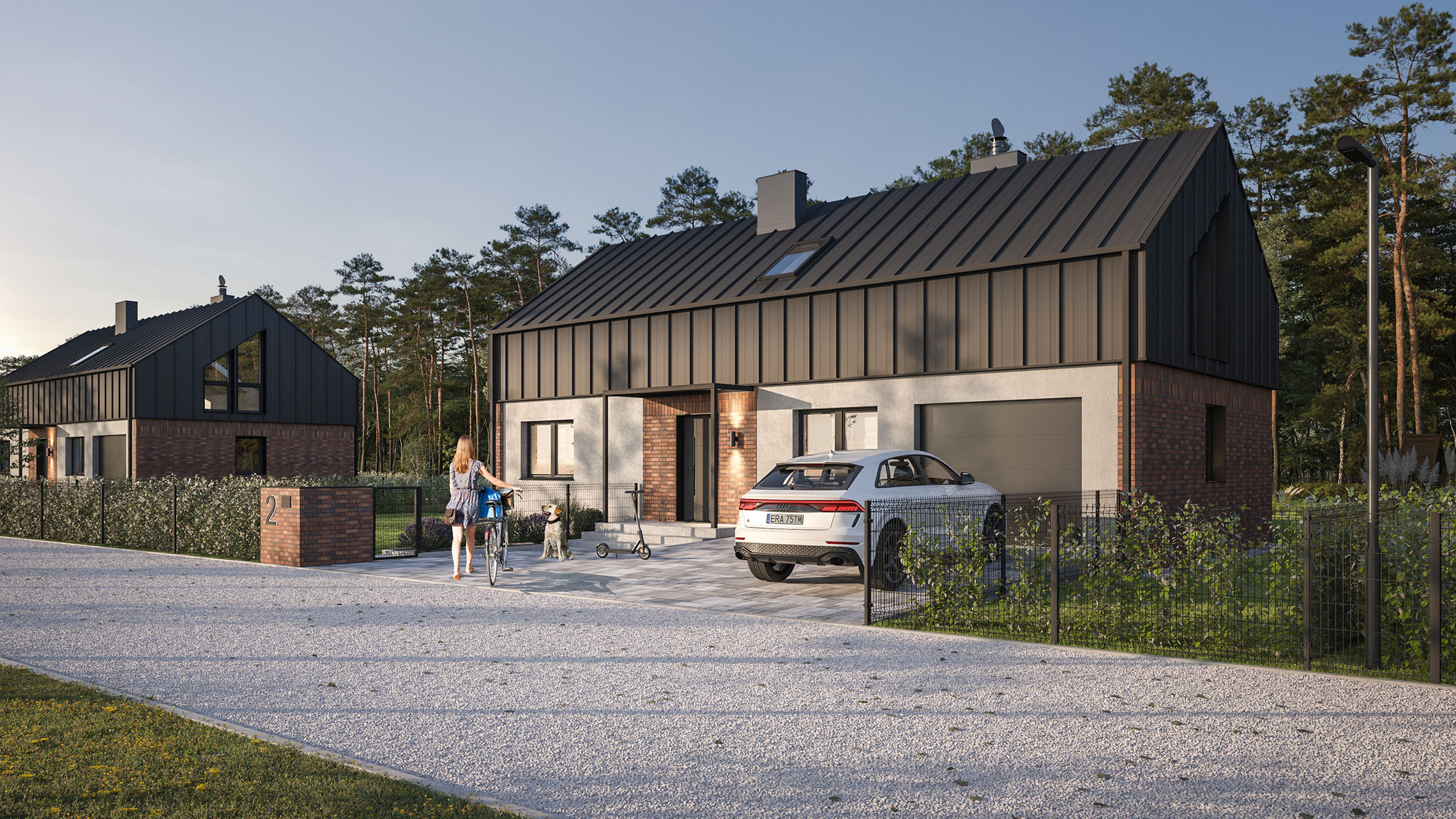 Nowy dom loftowy 130 m² Inowłódz – elewacja frontowa