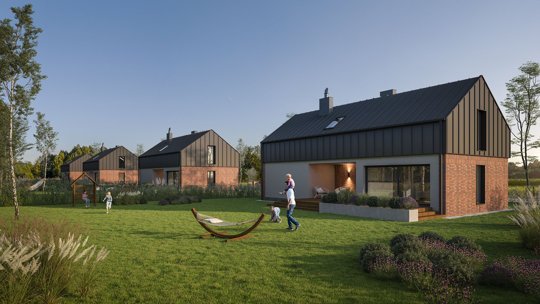 Dom loftowy premium 160 m² Inowłódz – większy salon